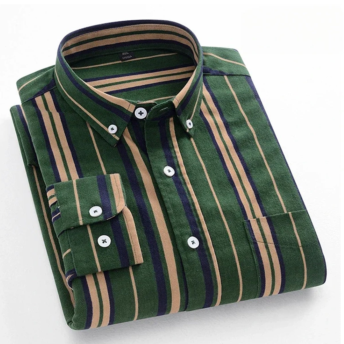 Men Dress Shirt Cotton Striped Long Sleeve Shirt Elegant Clothing