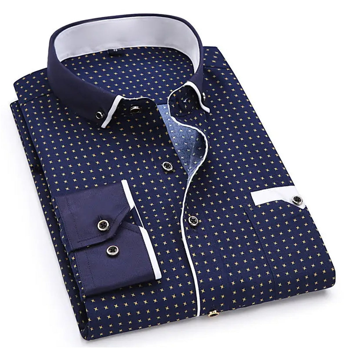 Men's Casual Printed Full Sleeve Shirt - Multicolor |Navy Blue