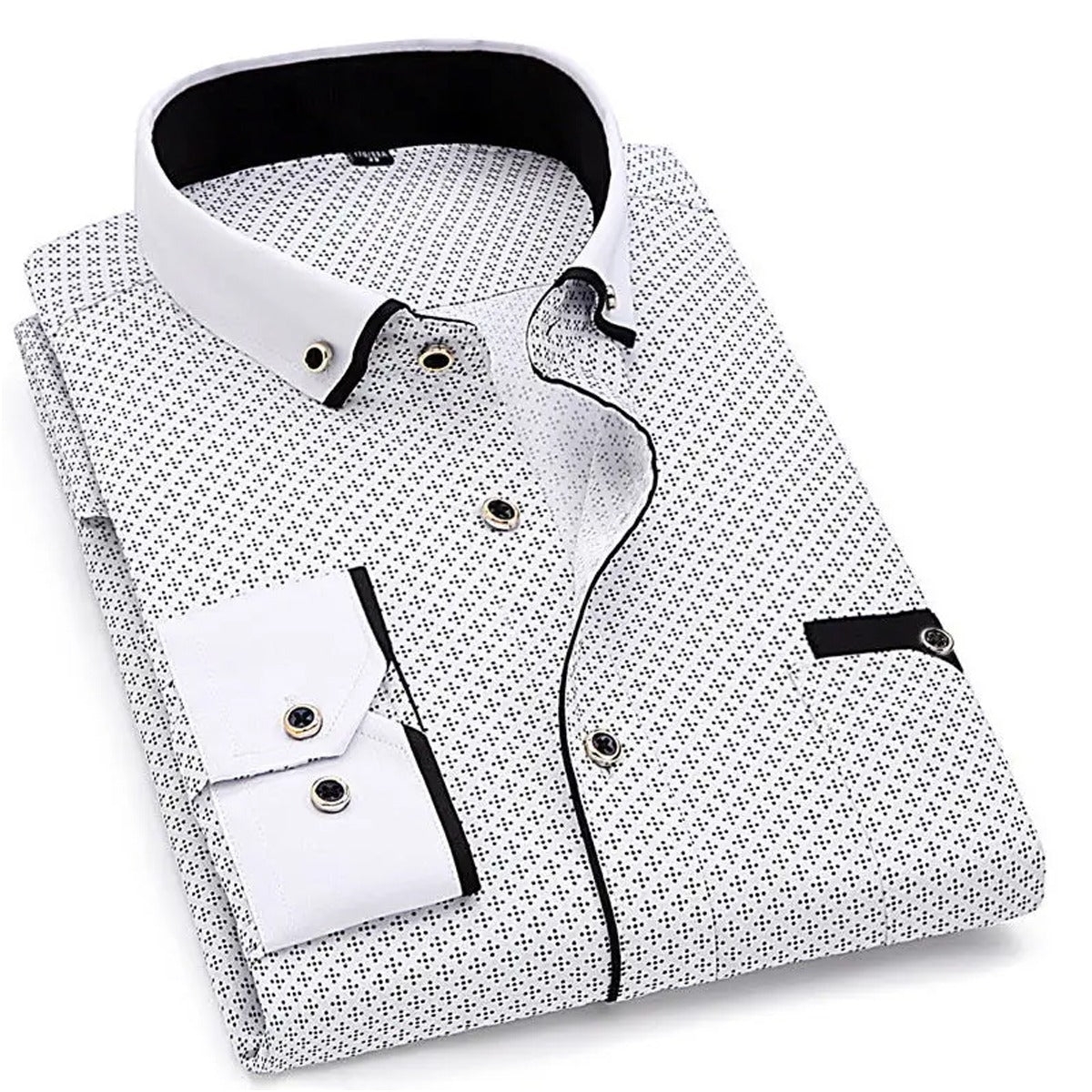 Men's Casual Printed Full Sleeve Shirt - Multicolor |White and Black