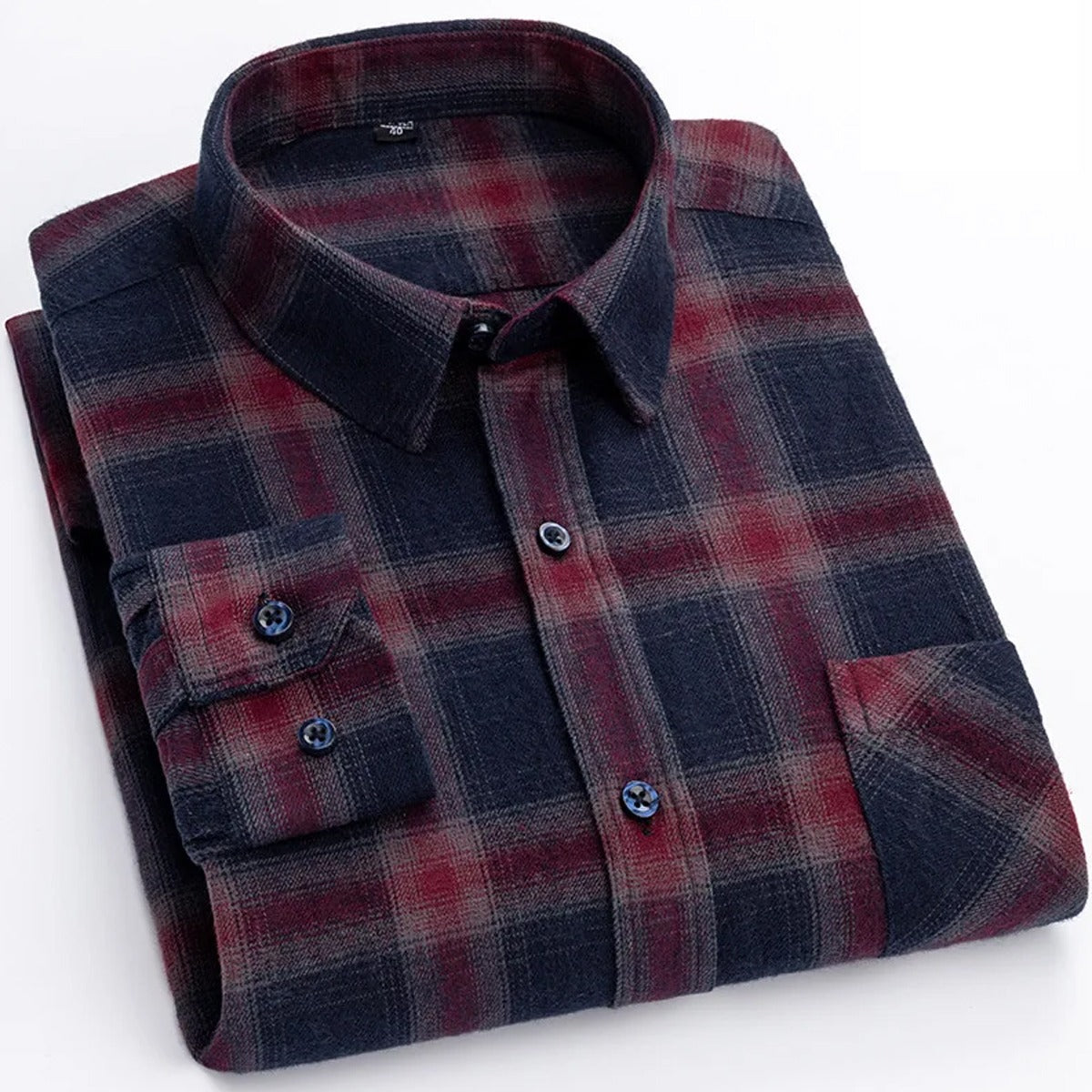 Plaid Flannel Shirts Long Sleeved Button Down for Men
